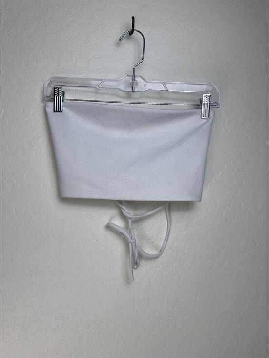 Tops - White Lace-Up Strapless Crop Top